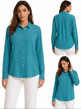 STYLUS Teal Button Down Shirt, L